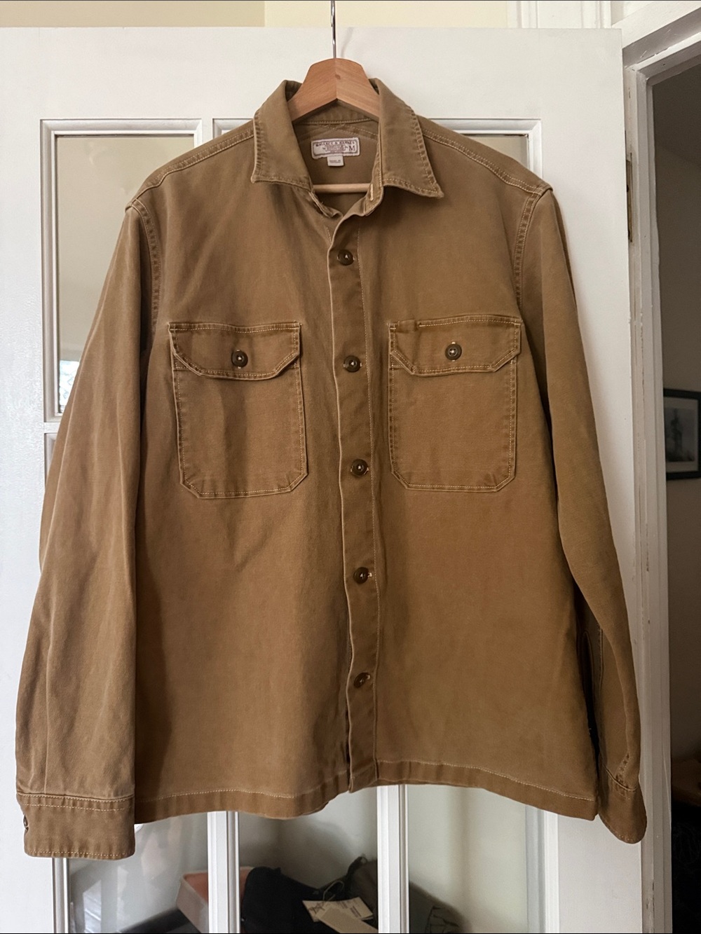 Wallace and Barnes Men's Tan Military Field Jacket with Button Front
